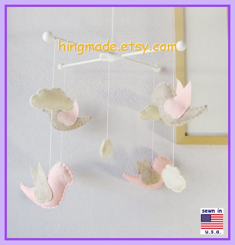 pink cot mobile