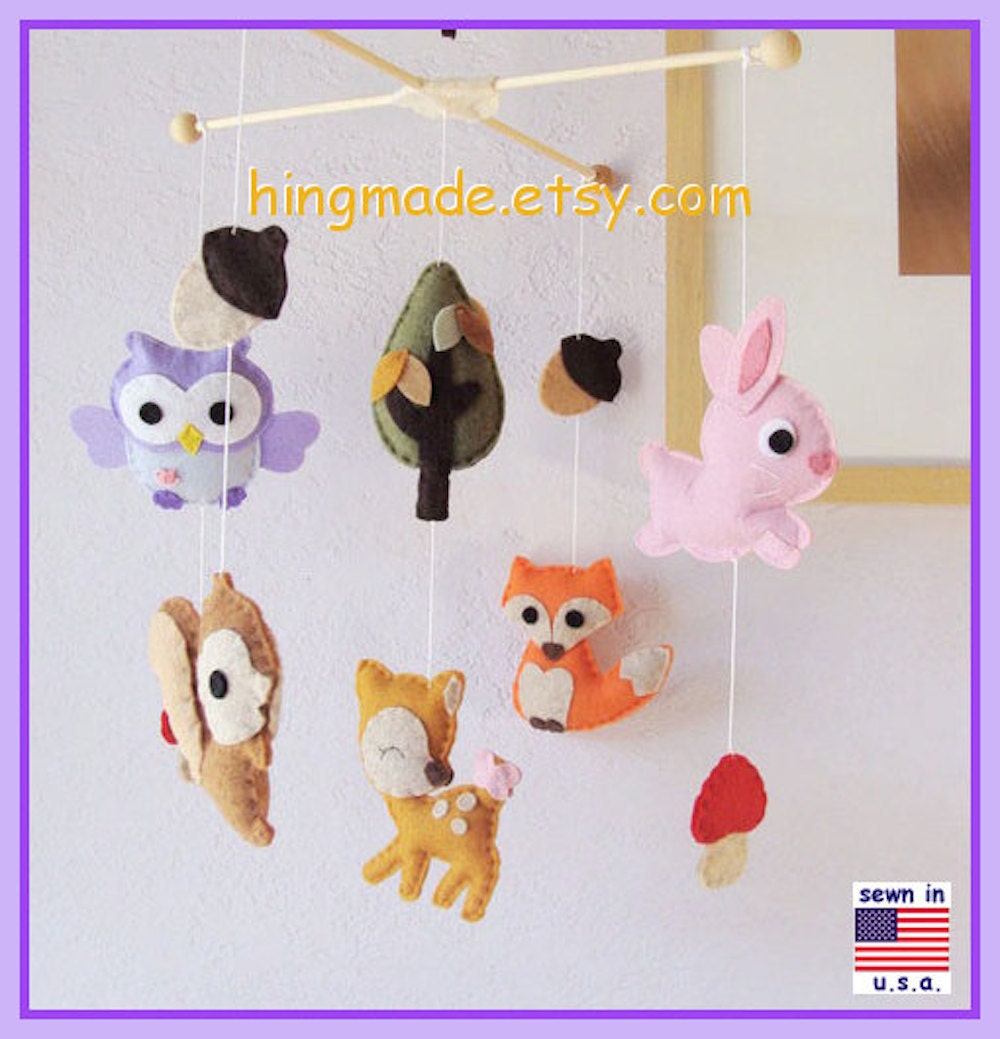Baby Mobile Modern Mobile Woodland Mobile Baby Girl Mobile