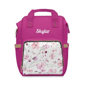 Stylish Floral Diaper Backpack, Functional Baby Bag, Travel Diaper Bag, Mom&#39;s Essentials, Gift for New Parents