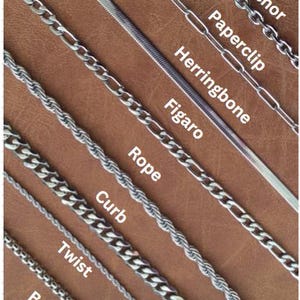Silver Herringbone Chain Necklace, Custom Name jewelry, Engrave Chain, Dainty, Rope, Paperclip, Twist, Figaro, Curb, Box Chain, Gift For Him