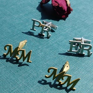 Gemelos de acero inoxidable 925 con nombre personalizado, gemelos con inicial de plata esterlina personalizados, regalo para padrinos de boda, gemelos de oro para novios.