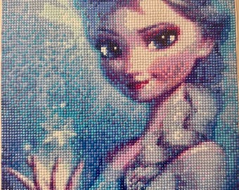 Arte de puntos de diamante terminado de Elsa inspirada en Frozen