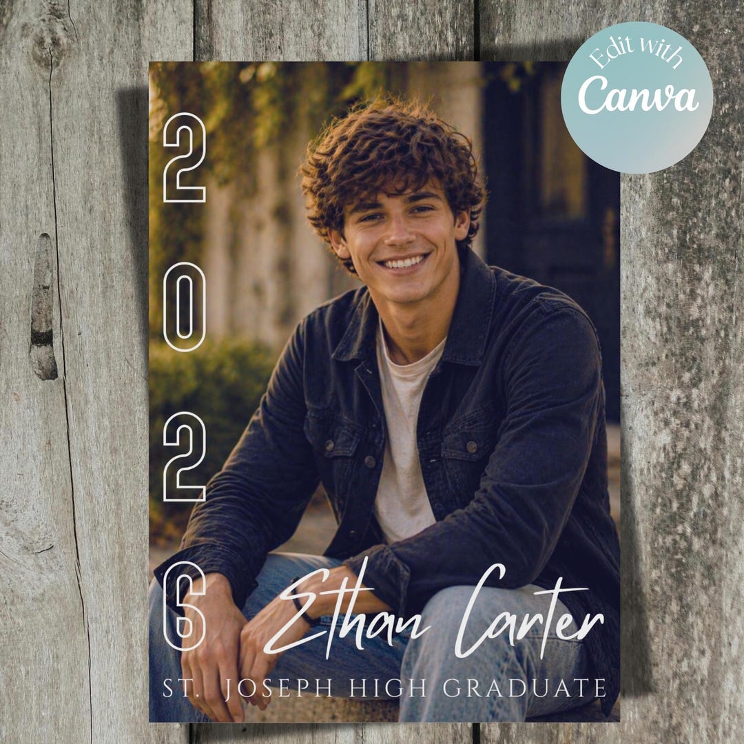 Graduation Party Invitation | Modern Minimalist Male Grad Announcement ...