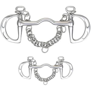 Euro Horse Kimberwick Bit Medium Port Mouth Stainless w/Curb Chain Snaffle Bit