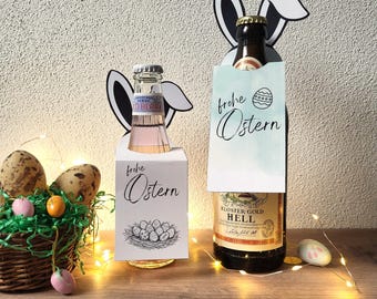 Oster Flaschenanhänger und Geschenkkarte zum Ausdrucken / Geldgeschenk und Süßigkeiten Verpackung / Descarga digital Oster Geschenkidee