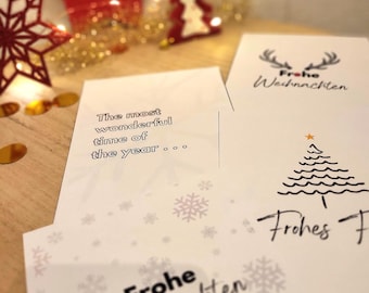 Weihnachtskarten zum Ausdrucken / Tarjetas de Navidad imprimibles / 4 Motive / Digitaler Descargar PDF / Minimalistische Weihnachtsgrüße