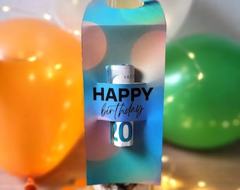 Etiqueta para botella de cumpleaños / Plantilla imprimible para regalar dinero (Descarga digital PDF A4)