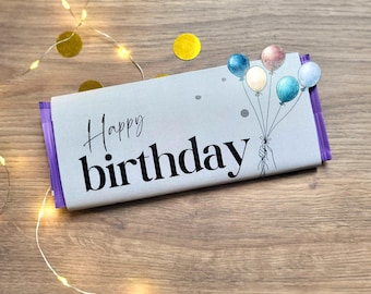 Schokoladen Banderole Geburtstag PDF | Happy Birthday Schokolade Verpackung | Geschenkidee zum Ausdrucken | Digitaler Download