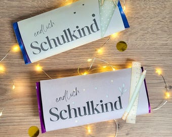 Schokoladenbanderole Einschulung PDF zum Ausdrucken | Vorlage Schokolade Schulkind | Geschenk Einschulung DIY | Mitbringsel Schulanfang