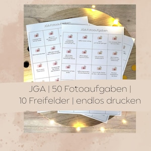 JGA | 50 Fotoaufgaben | Fotochallenge | JGA Spiel | PDF zum Ausdrucken | Junggesellinnenabschied