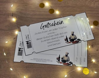 Gutschein / Essen / Zeit statt Zeug / Descarga digital / Kochabend Geschenk / PDF zum Ausdrucken / Dinner Geschenkidee /