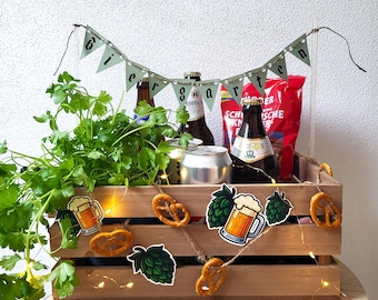 Set de decoración para fiesta Oktoberfest / Pancarta y pegatinas de Biergarten imprimibles (PDF)