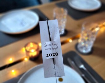 Descarga digital / Wunderkerzen / Wunderkerzenhalter PDF / Silvester Neujahr 2026 mit 16 Sprüchen / Mitbringsel Geschenkidee /