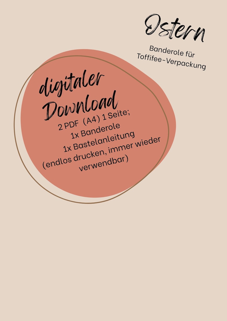 Toffifee Oster Banderole zum Ausdrucken – Süßigkeiten Verpackung Ostern – Printable Geschenkidee für Kinder & Familie – Digitaler Download image 2