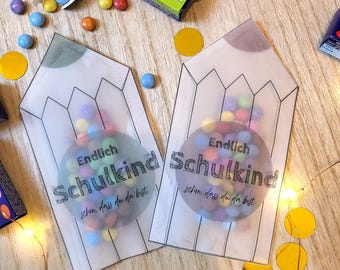 Geschenkverpackung Einschulung PDF / Bleistift Vorlage zum Ausdrucken / Imprimible Mitgebsel Erstklässler DIY