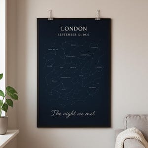 Personalisierte Sternenkarte Poster, Nacht als wir uns trafen, romantisches Geschenk für Paare, Urlaub/Geburtstag Geschenk, romantisches Poster/Porträt