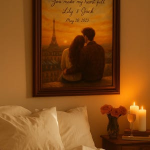 The Love Letter Scene Poster - Personalisierter romantischer Druck mit Namen, Datum & individueller Nachricht - Einzigartiges Geschenk für Jahrestag oder Hochzeit