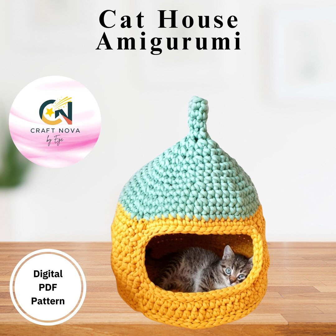 Cat House Crochet Pattern PDF | Beginner Amigurumi Cat Bed | Digital ...
