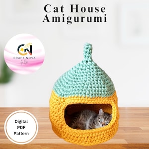Cat House Crochet Pattern PDF | DIY Cozy Cat Bed | Amigurumi Pet House | Instant Download | Beginner Friendly