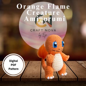 Orange Flammeneidechse Amigurumi Muster PDF | Gehäkeltes Plüschtier | Digitaler Download | Anfänger Freundliches weiches DIY Feuer Geschöpf | Virales Spielzeug