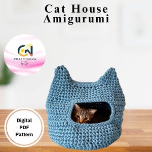 Cat Bed Crochet Pattern PDF | Amigurumi Cat House | Cozy Indoor Pet Cave (Digital Download)