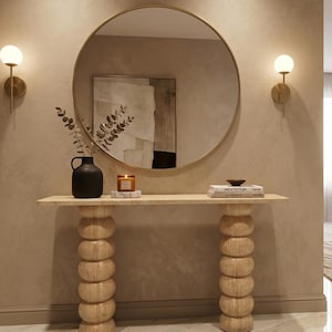 トラバーチン大理石テーブルコンソール玄関家具手作り高級石製廊下テーブル