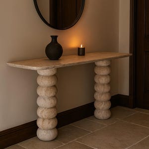 Handmade Travertine Console, Natural Marble Entry Table, Luxury Stone Furniture, Minimalist Vanity Table, Custom Marble Desk, Marble Console