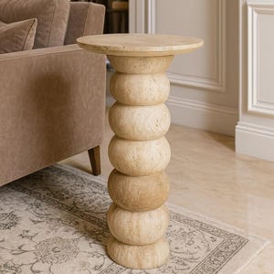 Handmade Travertine Console Table: Minimalist Stone Entry Table