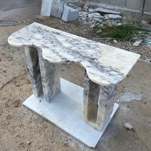 Calacatta Viola Marble Handmade Entryway Console Table: Luxury Marble Furniture Dresser image 3