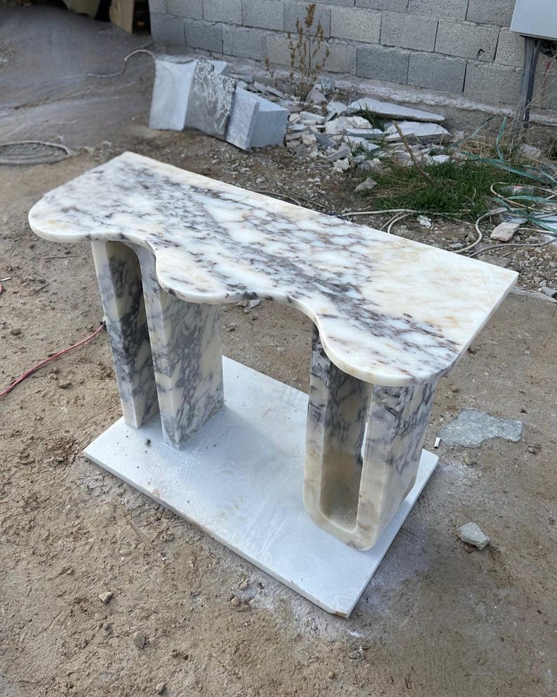 Calacatta Viola Marble Handmade Entryway Console Table: Luxury Marble Furniture Dresser image 3
