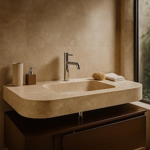 Travertine Bathroom Sink, Handmade Custom Wash Basin, Luxury Marble Sink, Custom Natural Stone Bathroom Basin
