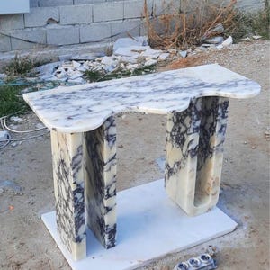 Calacatta Viola Marble Handmade Entryway Console Table: Luxury Marble Furniture Dresser image 2