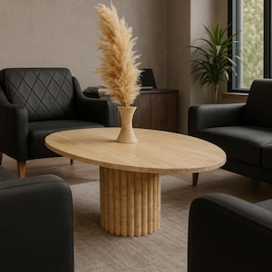 Handmade Travertine Coffee Table – Natural Stone Table – Travertine Custom Office Table – Marble Table - Luxury Natural Stone Table