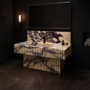 Handmade Calacatta Viola Marble Sink: Luxury Bathroom Vanity (39x16x8 in