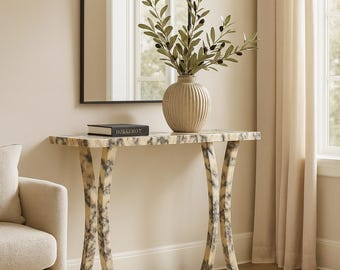 Handmade Calacatta Viola Marble Console Table: Modern Entryway Table