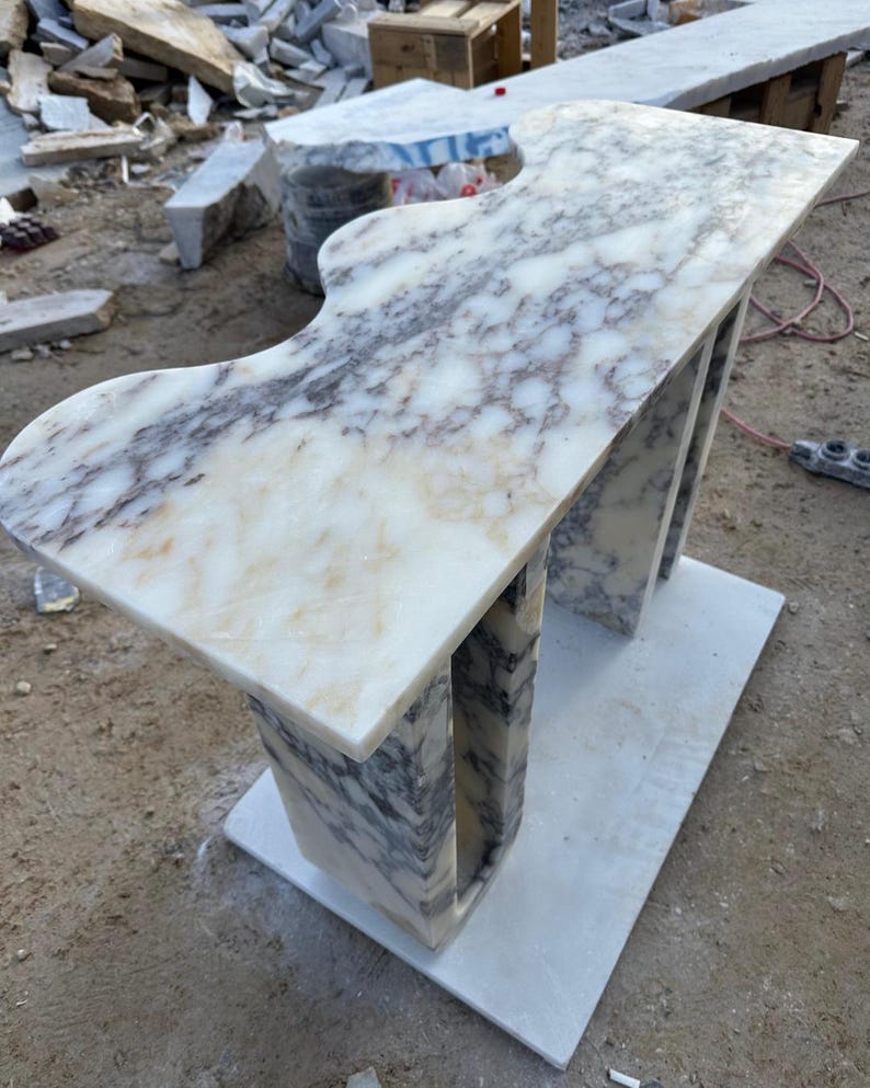 Calacatta Viola Marble Handmade Entryway Console Table: Luxury Marble Furniture Dresser image 4