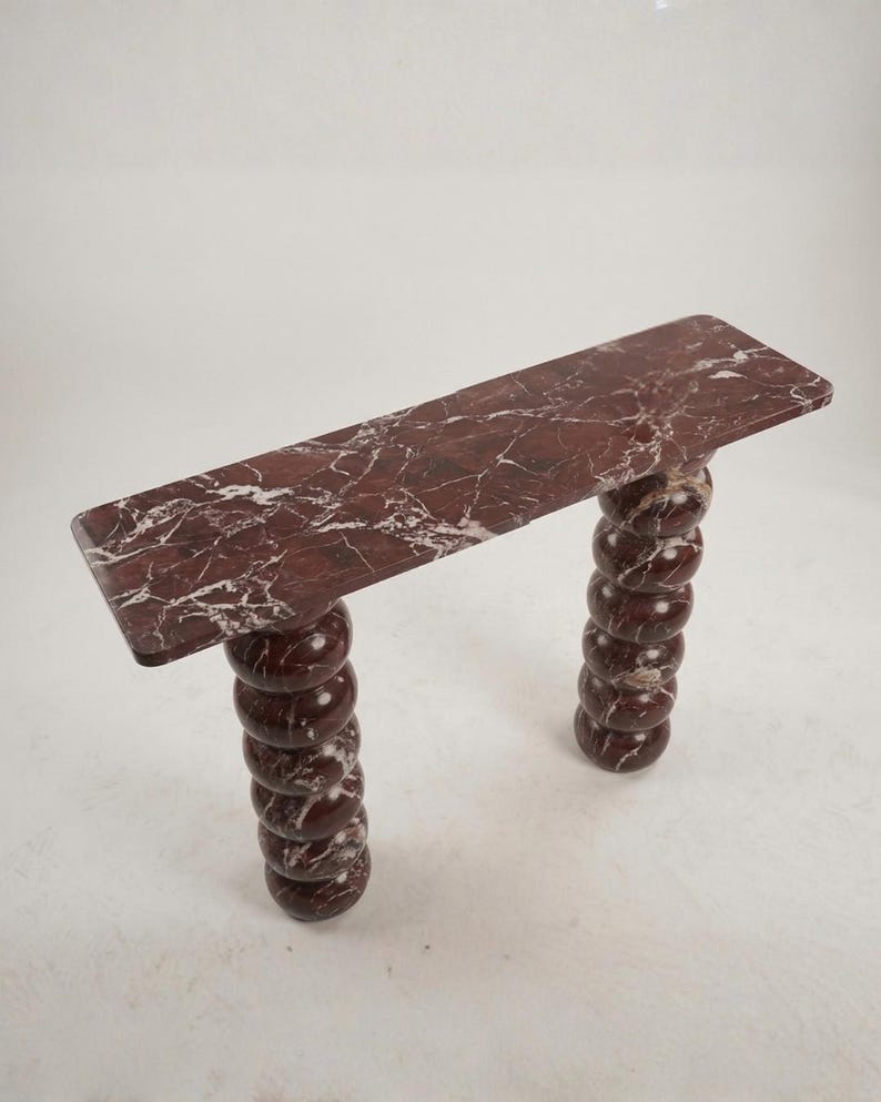 Rosso Levanto Marble Console Table, Red Stone Entryway Table, Custom Furniture image 3