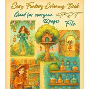 Printable Cozy Fantasy Coloring Book – Cute Creatures, Magical Forests and Enchanted Worlds to Color