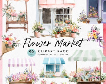 Aquarell Sie ist frisch vom Markt, Clipart für Brautparty, Blumenmarktstand, Blumenladen Grafiken für Bachelorette-Einladungen