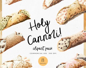 Akvarell Cannoli Clipart, Heliga Cannoli Grafik för Festinbjudningar, Italienska Efterrätter PNGs, Italienskt Bröllop, Digital Nedladdning, Kommersiell