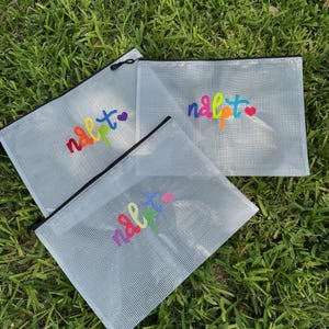 Needlepoint NDLPT Project Bag; Rainbow; zipper pouch nylon mesh storage bag for WIPs, Stash and Tools