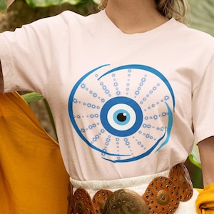 Eye of Protection Unisex Short Sleeve Tee, Graphic Spiritual Shirt, Gift for Him or Her, Protect Your Energy Trendy Top, Evil Eye T-Shirt