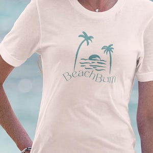 Beach Bum Unisex Tee, Beach Lover Graphic T-Shirt, Beach Trip Vacation Shirt, Carefree and Palm Trees Top, Gift for Her, Gift for Beach Trip