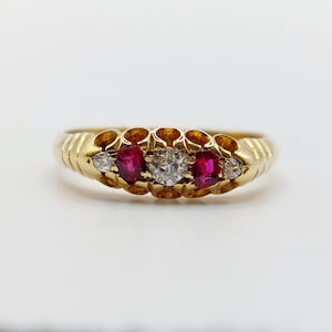 Edwardian 18ct Gold Ruby & Old-Cut Diamond Ring