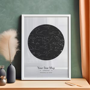 Personalisierte Sternenkarte | Himmlischer Nachthimmel Poster | Astrologie-Geschenk für sie | Boho Cosmic Wall Art | Personalisierte Mond & Sterne Dekor
