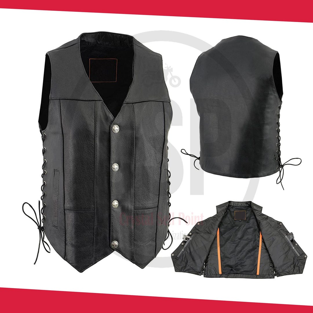 Men’s Leather Racing Vest | Motorcycle Club Riding Vest | CE Armored ...