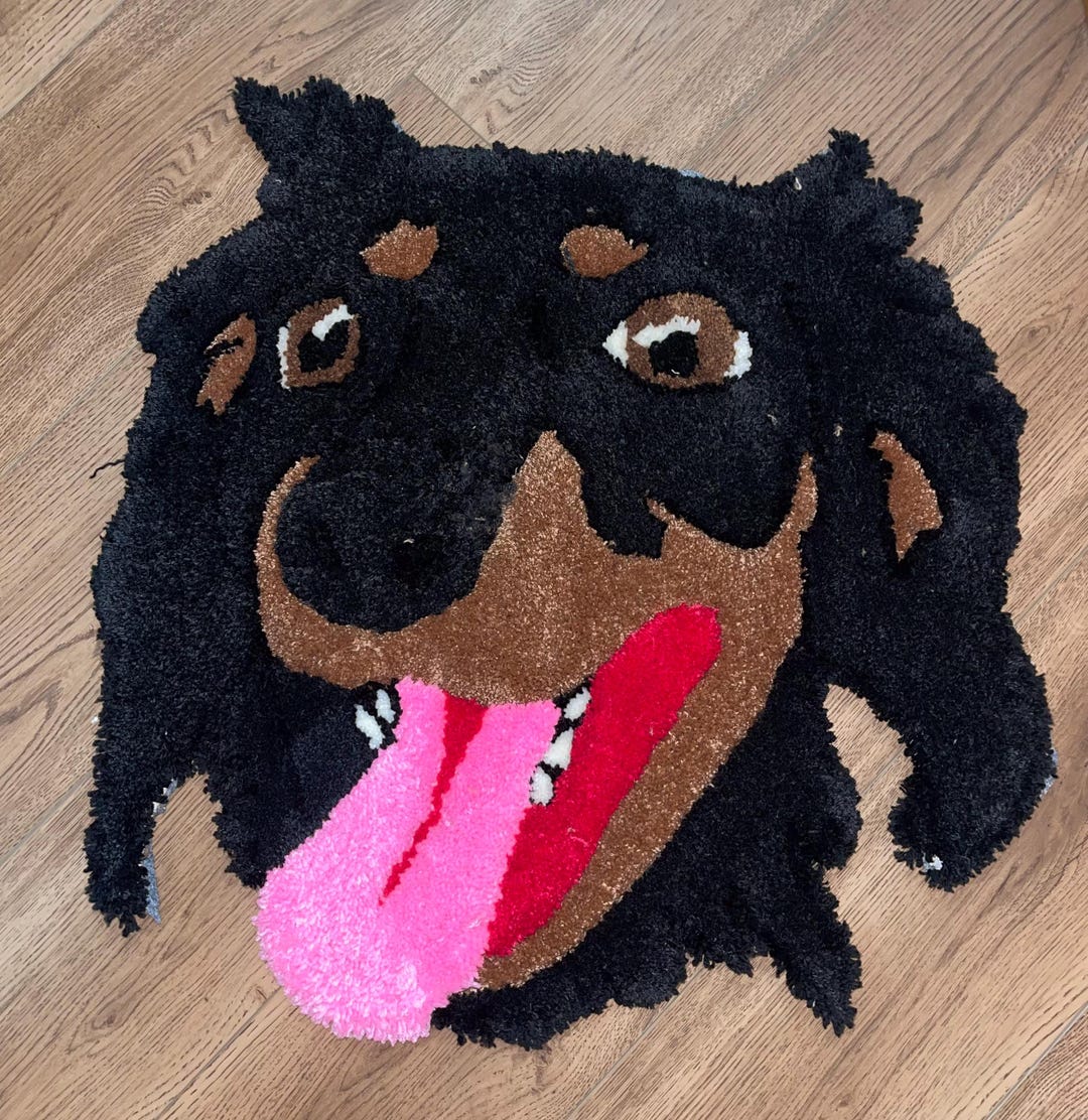 Dogtooth Rug Custom Tufted Pet Rug – Personalized Handcrafted Rug – 25”x25” Floor ...