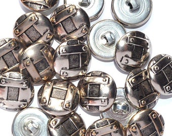 25 Silver Metal Sewing Buttons, Discount button lot, Shank back buttons, 3/4" buttons, Vintage buttons, Craft buttons, Novelty buttons