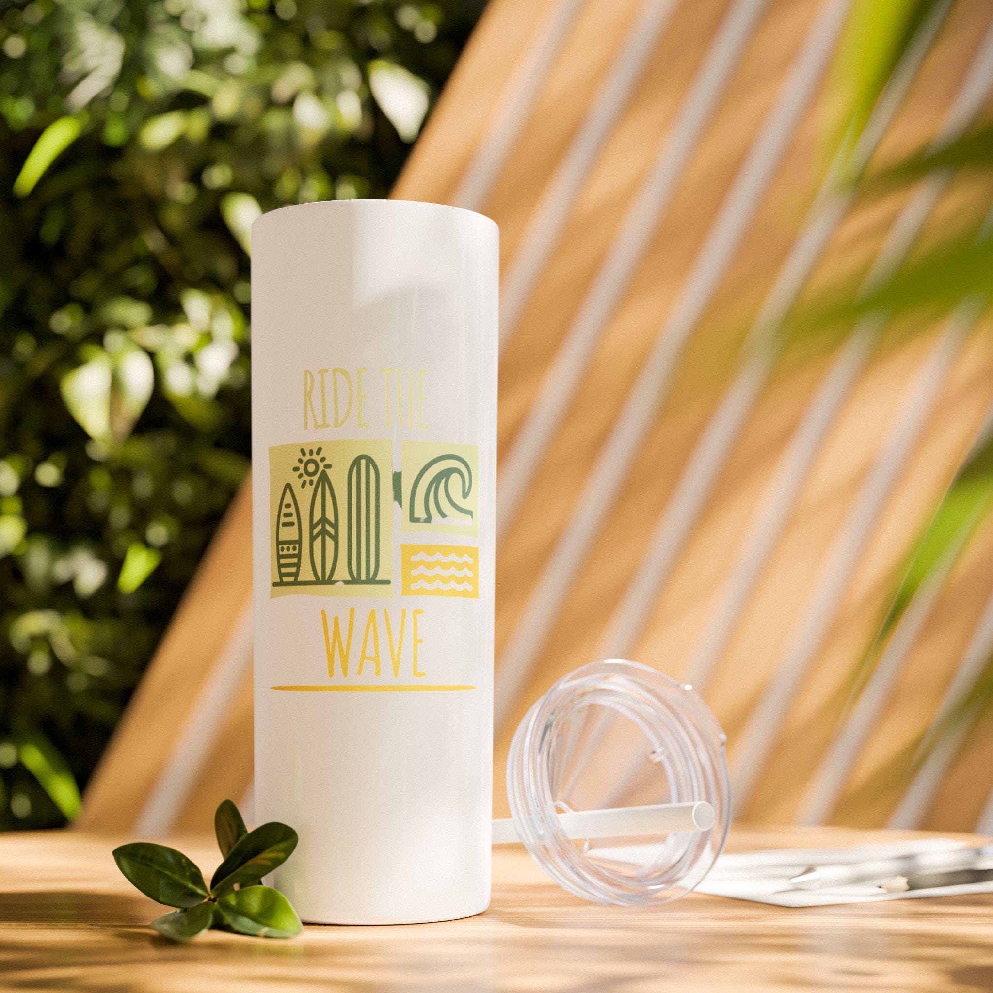 Beach Lover's Skinny Tumbler, 600ml - Sea Life Tumbler, Vacation Cup, Ocean Themed Mug, Tropical Drinkware, Summer Gift