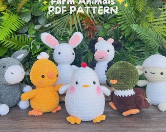 7 in 1 Farm Animals Bundle Crochet Patterns, Amigurumi Plush pattern, Farm Animals, Beginner Amigurumi pattern, Crochet kids pattern
